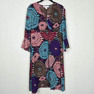 VTG Silk Assets Diane Von Furstenberg Y2K Babydoll Silk Dress L Purple Floral